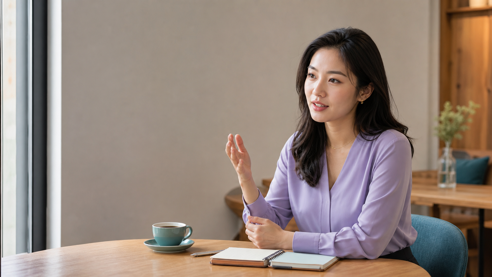Người nói chuyện diễn đạt lại ý trong một cuộc trao đổi tại quán cà phê